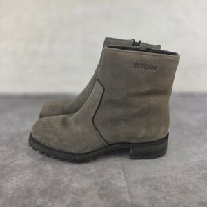 Durango Gray Nubuck Leather Side Zip Ankle Boots Vibram Lug Sole Mens 9M